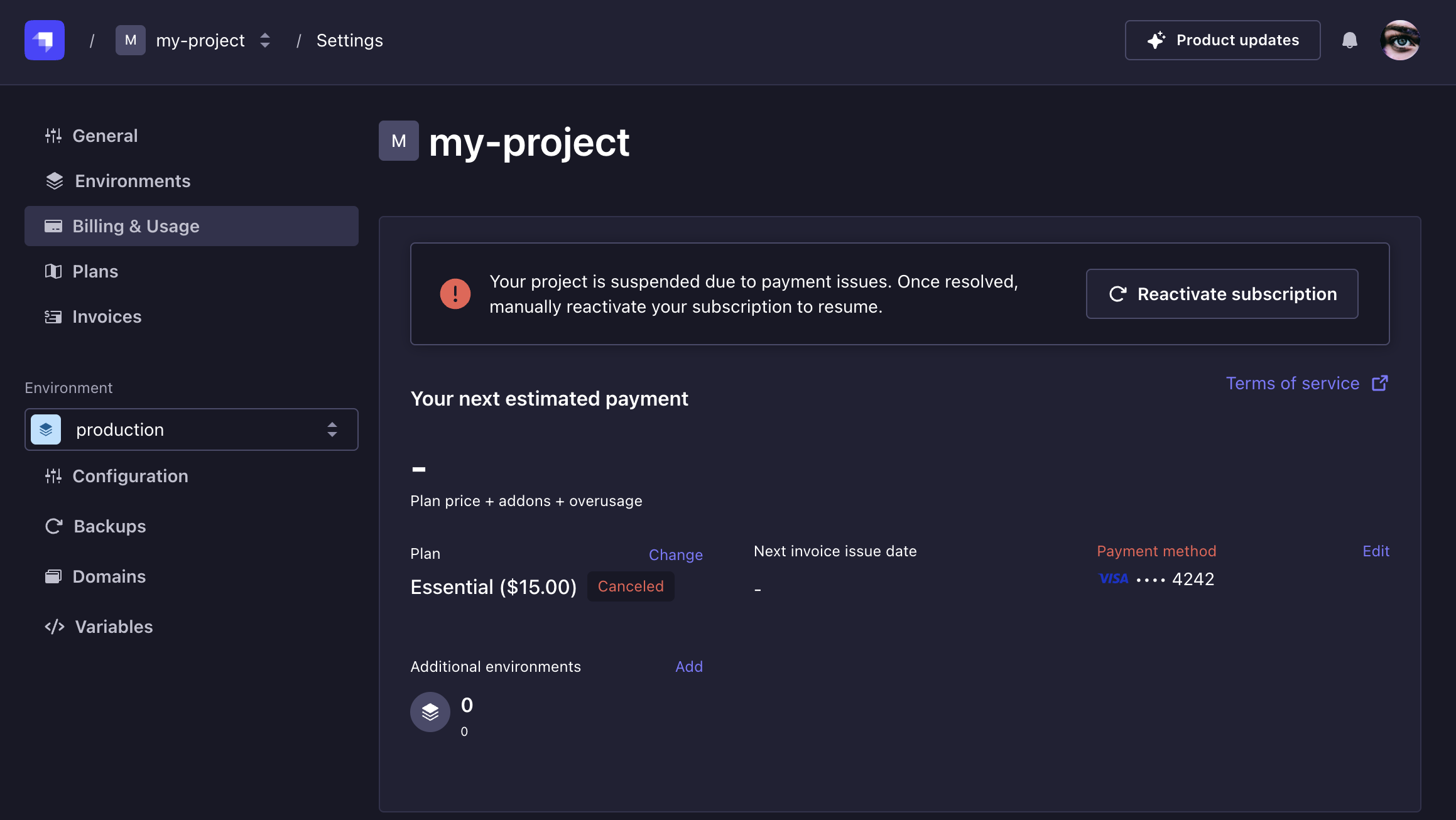 Reactivate subscription